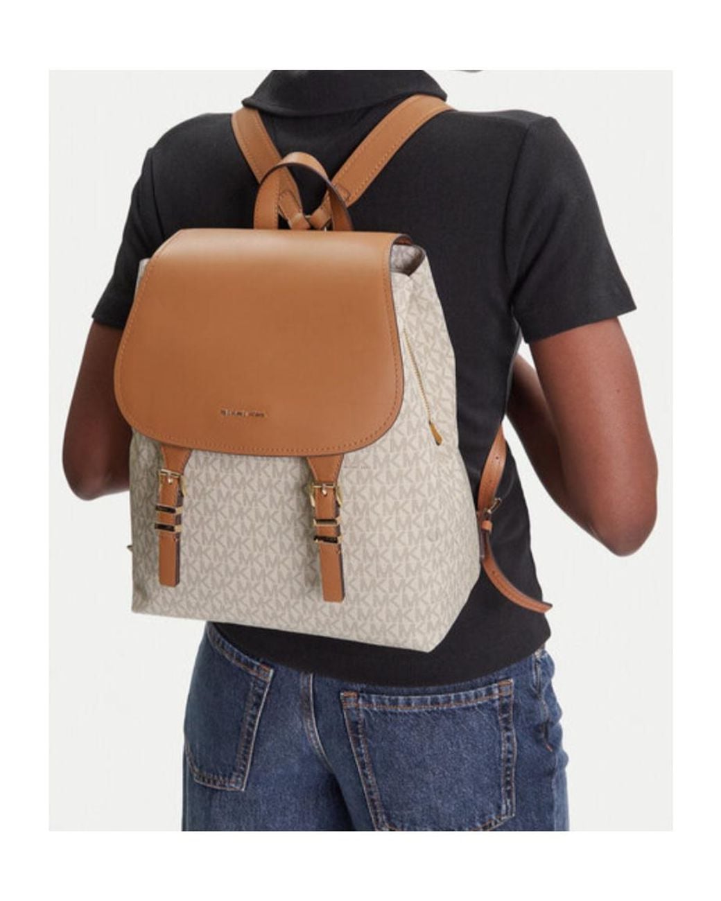 Michael Kors Brown Michael Logo Flap Backpack