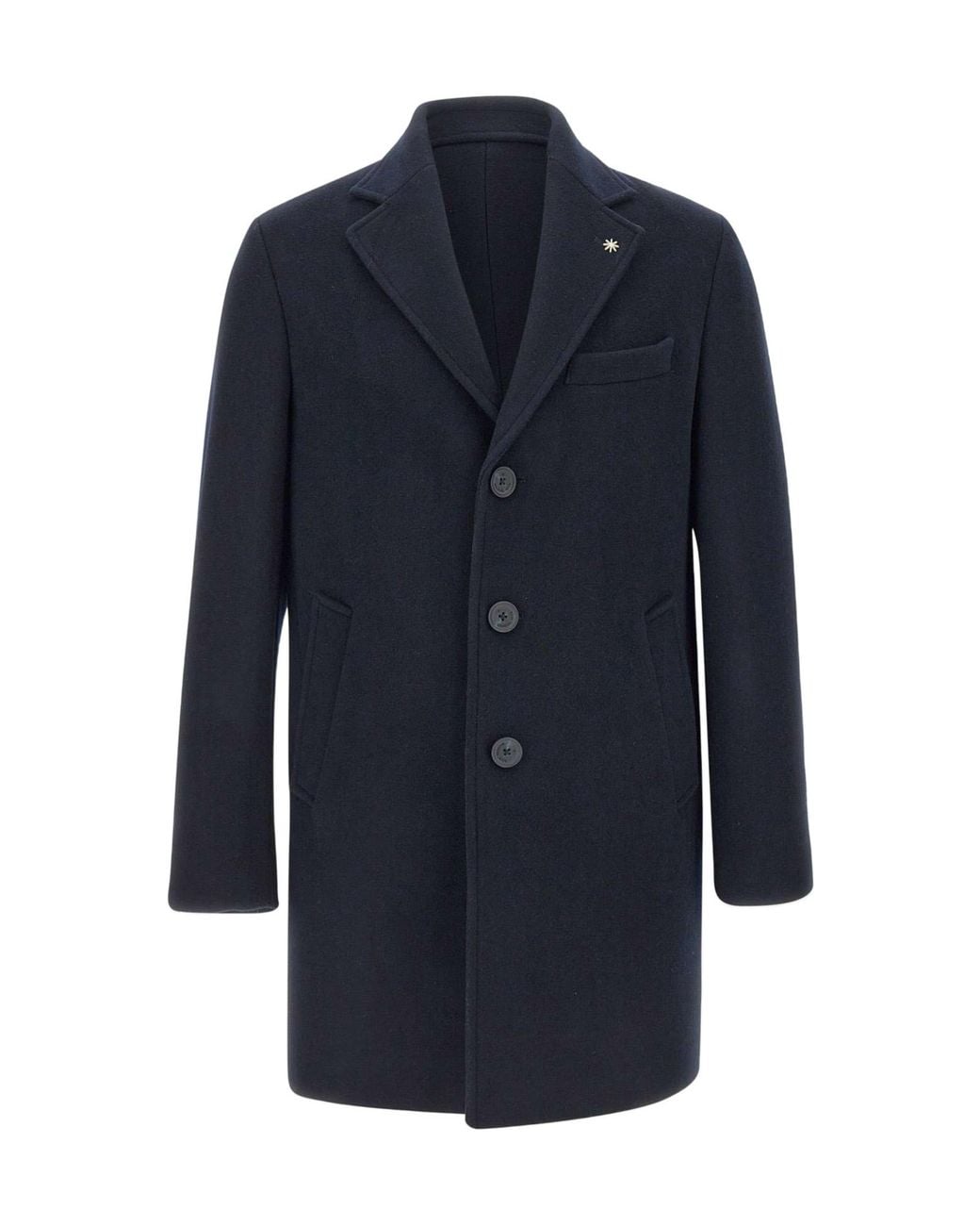 Manuel Ritz Blue Single-Breasted Tailored Coat for men