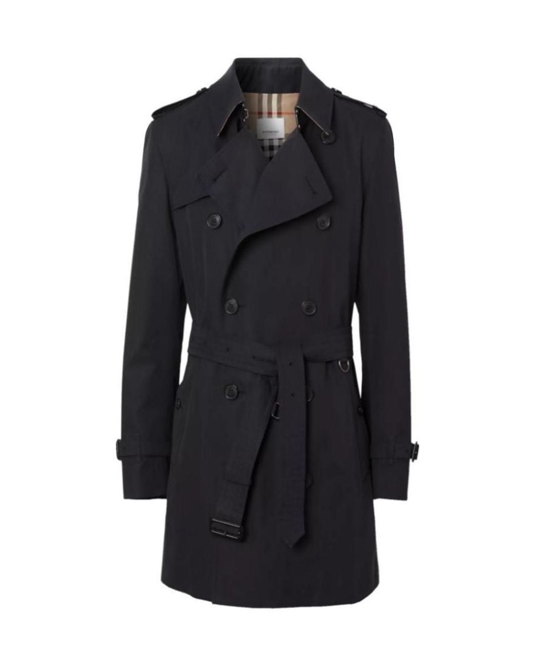 Burberry Black Cotton Gabardine Trench Coat for men