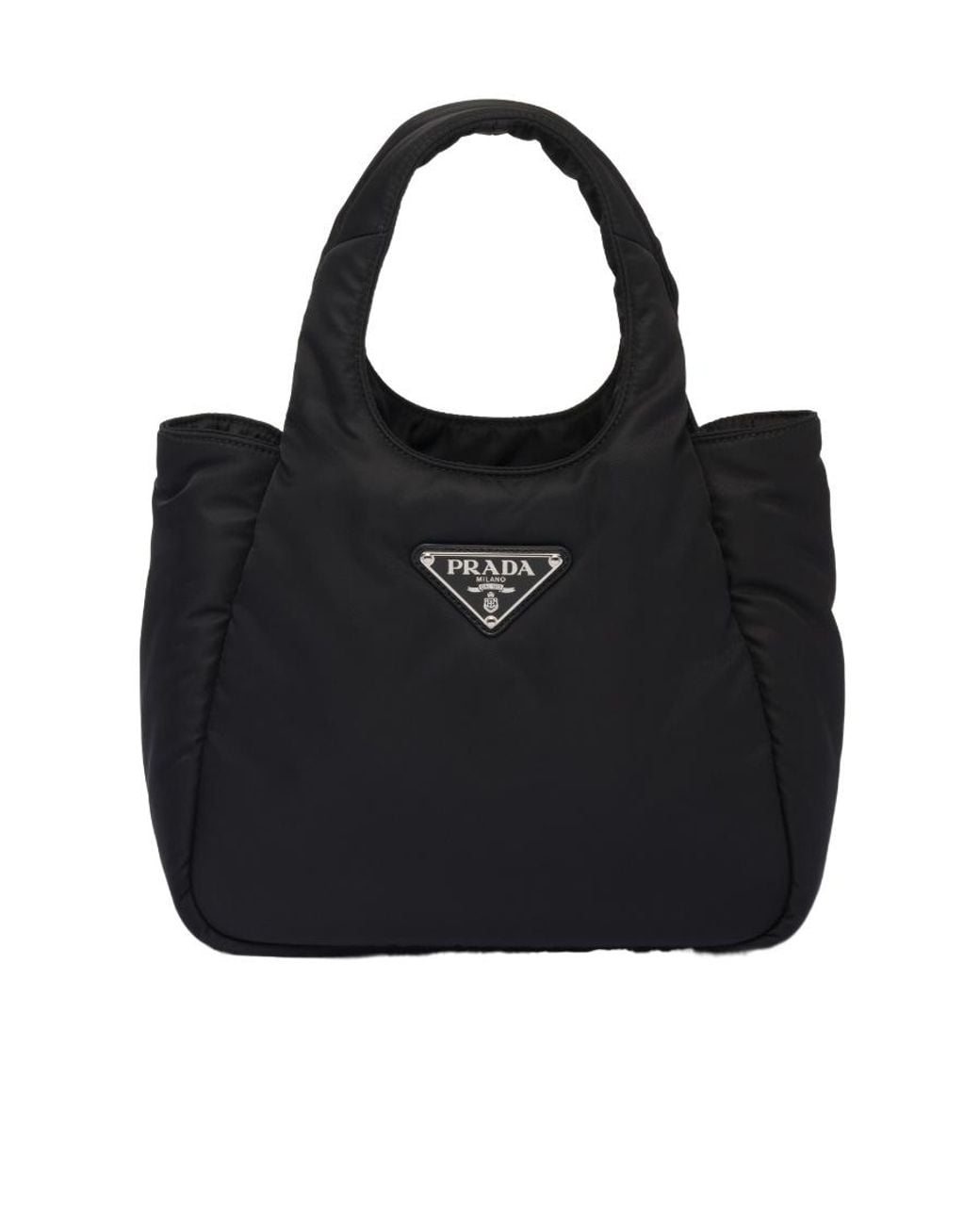 Prada Black Logo-Plaque Top Handle Bag