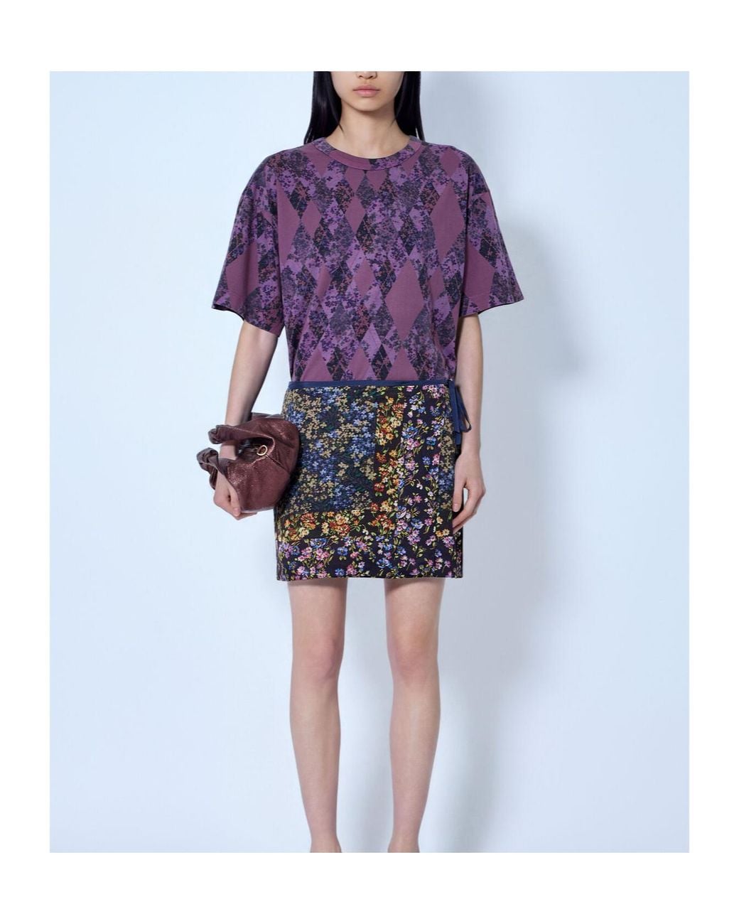 Dries Van Noten Purple Argyle Print T-Shirt