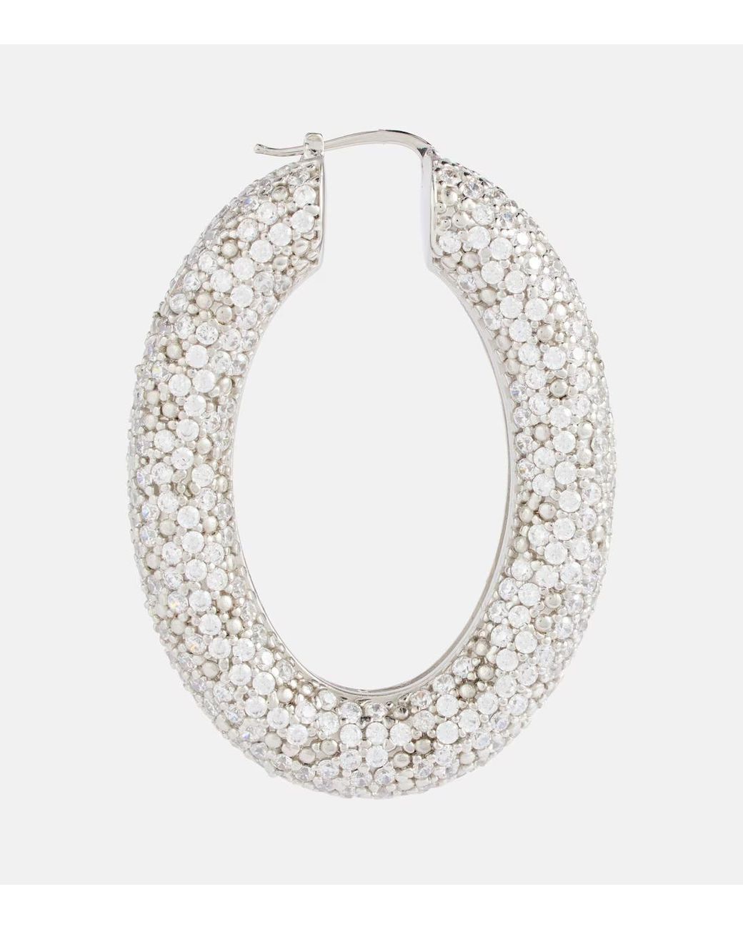 Jil Sander White Crystal-Embellished Hoop Earrings