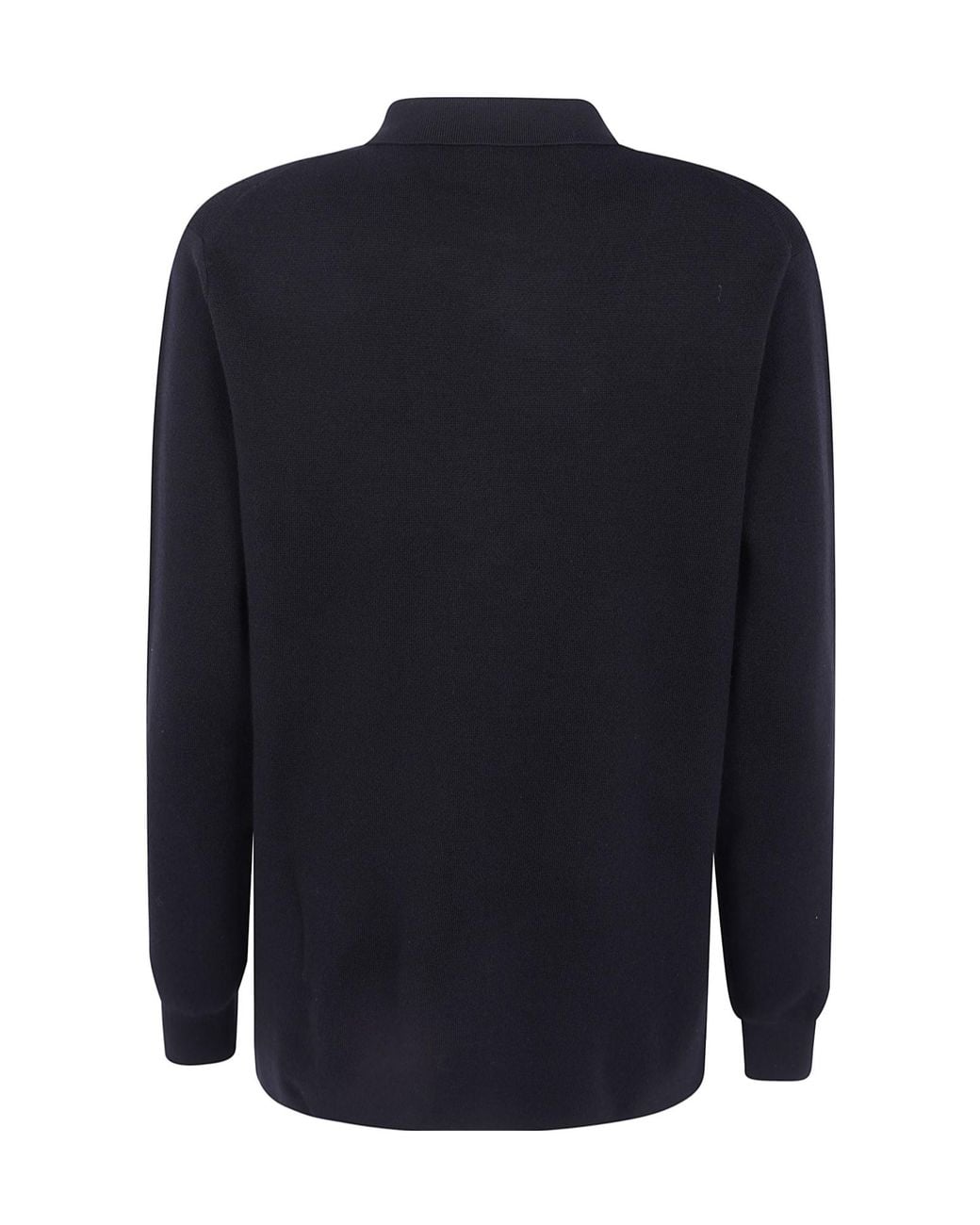 Aspesi Blue Button-Up Polo Neck Knitted Sweater