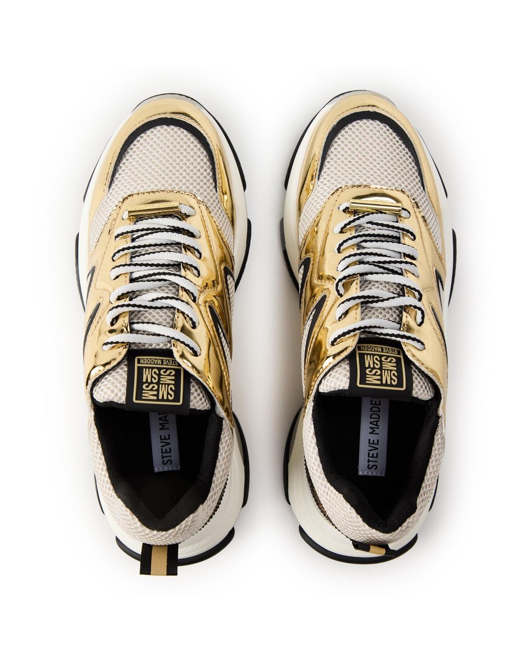 Steve Madden White Meshpanel Metallic Chunky Sneaker