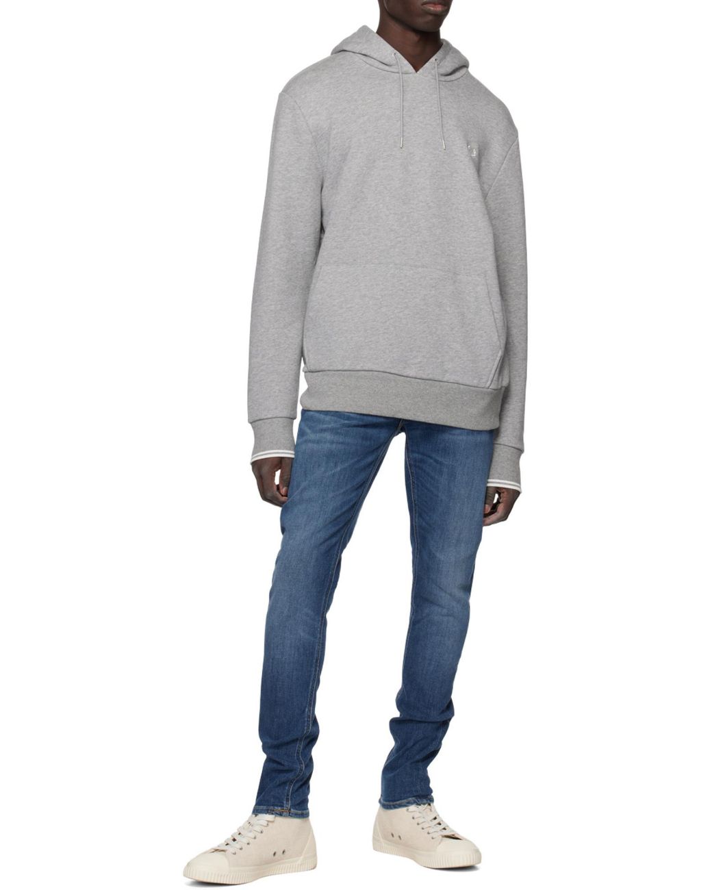 Fred Perry Gray Long-Sleeve Hooded Sweatshirt for men