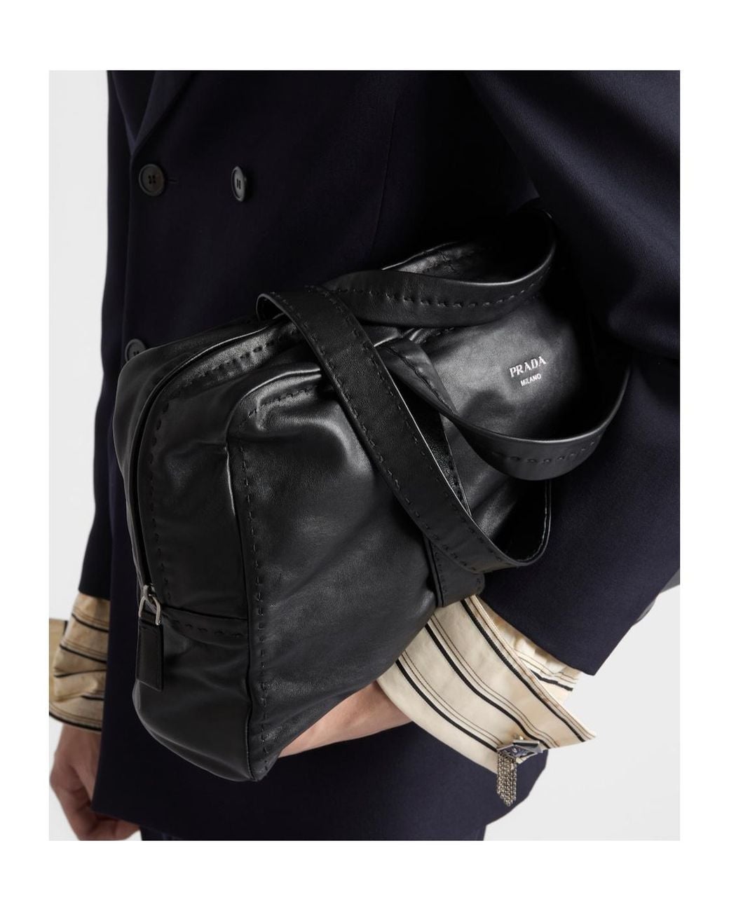 Prada Black Nappa Leather Work Bag for men