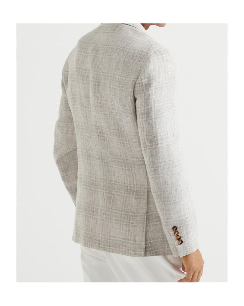 Brunello Cucinelli White Prince Of Wales Deconstructed Blazer for men