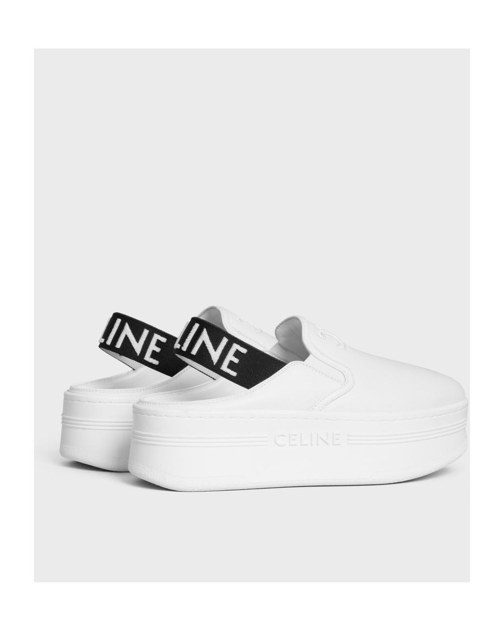 Céline White Block Wedge Mule