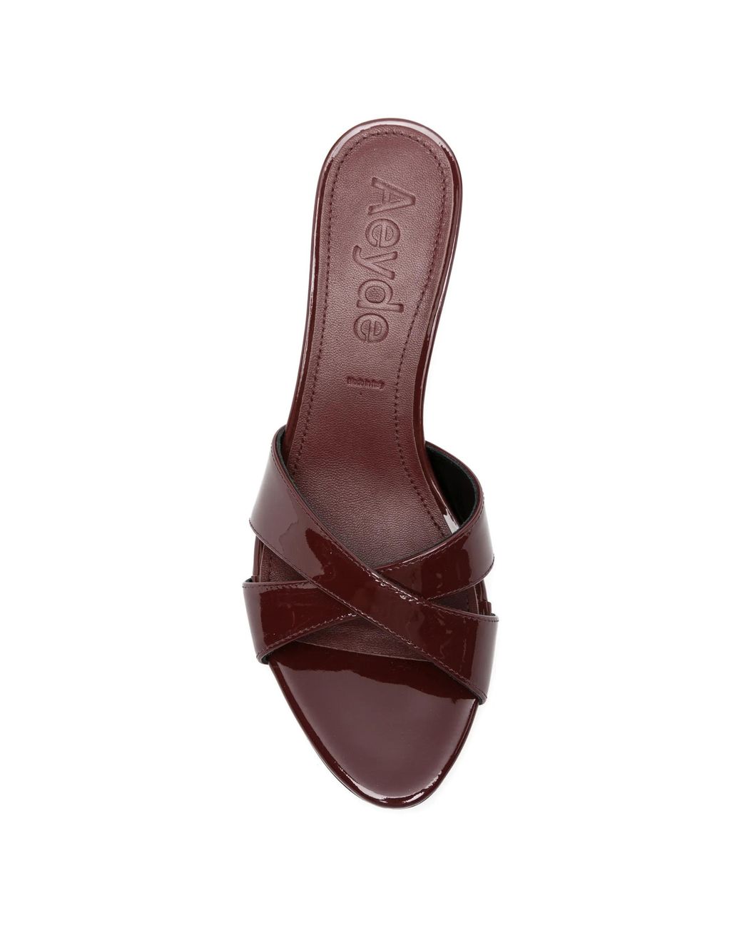 Aeyde Brown Cross-Over Patent-Finish Sandals