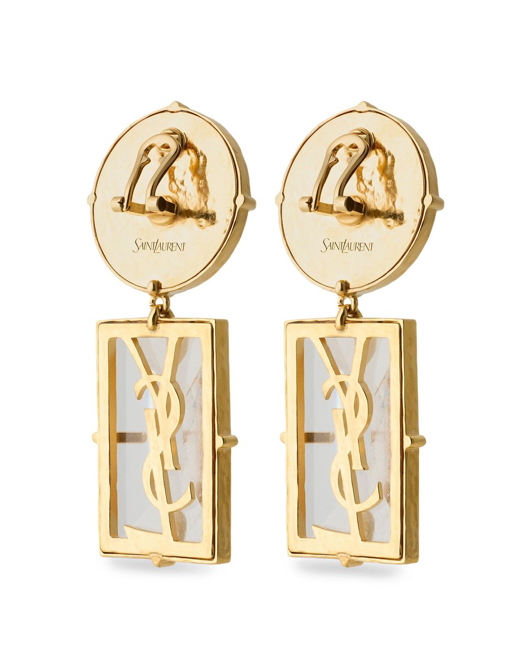 Saint Laurent Metallic Stone Drop Earrings