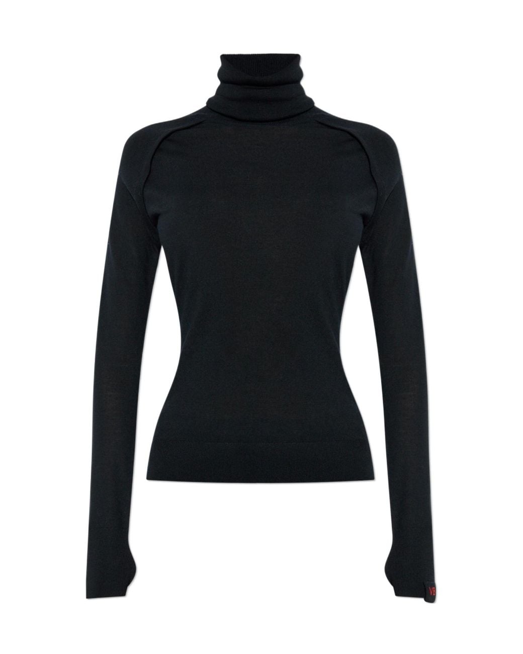 Victoria Beckham Blue High-Neck Knitted Jumper