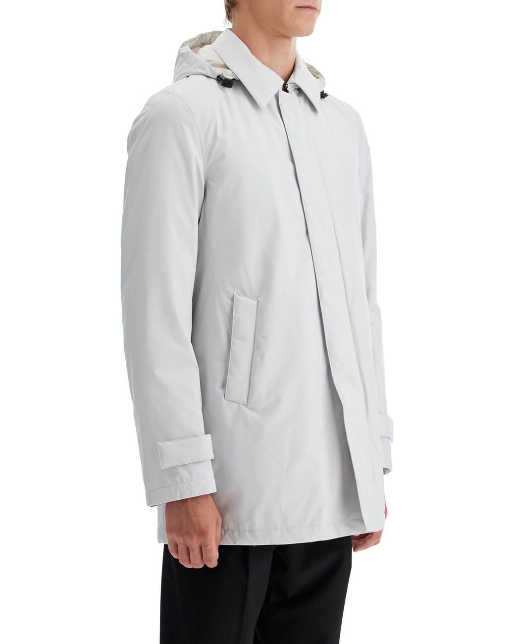 Herno White Gortex Long-Sleeved Hooded Jacket for men