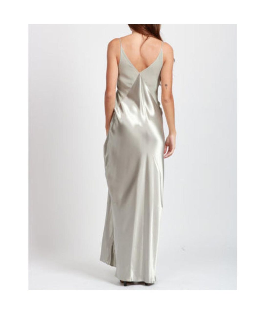 Alberta Ferretti Gray V-Neck Sleeveless Satin Dress