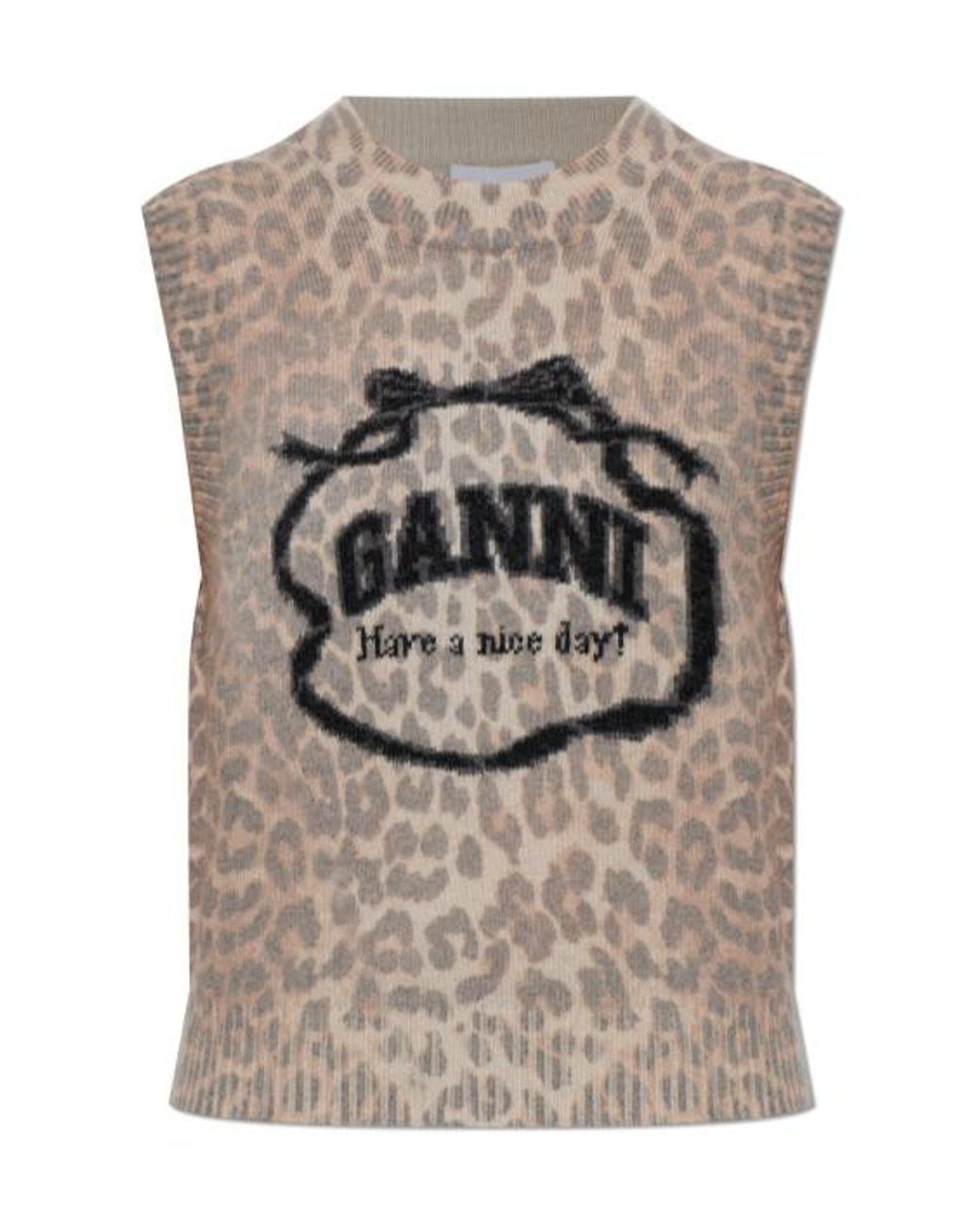 Ganni Gray Graphic Jumper