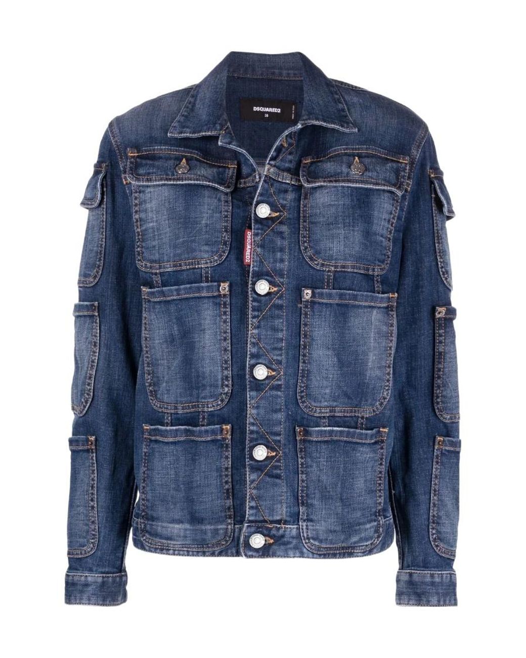 DSquared² Blue Pocket-Detailed Buttoned Denim Jacket