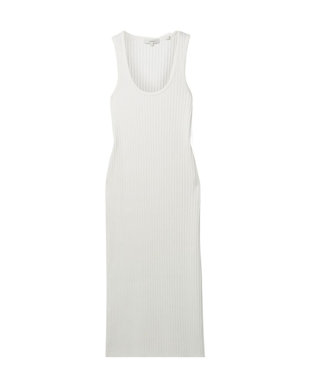 Vince White Ribbed-Knit Midi Dress
