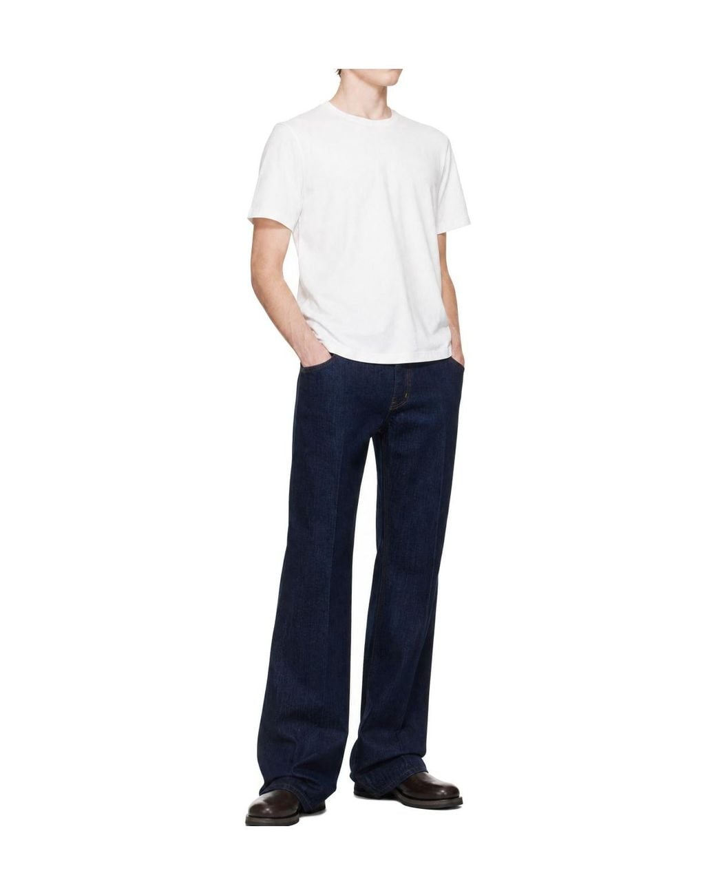 TONYWACK Blue Flared Contrast-Stitch Jeans for men