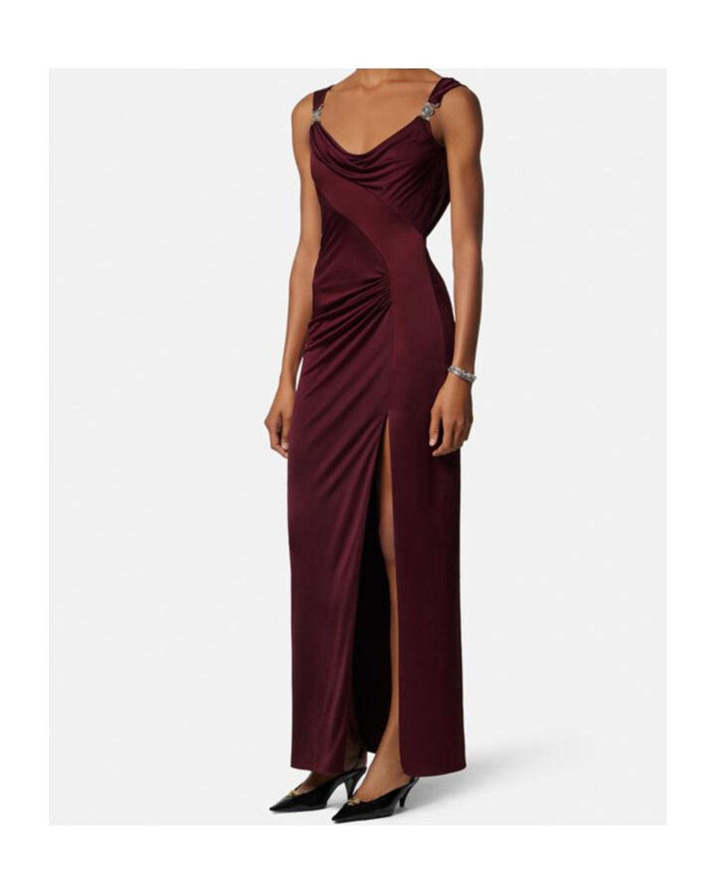 Versace Purple Draped Sleeveless Gown