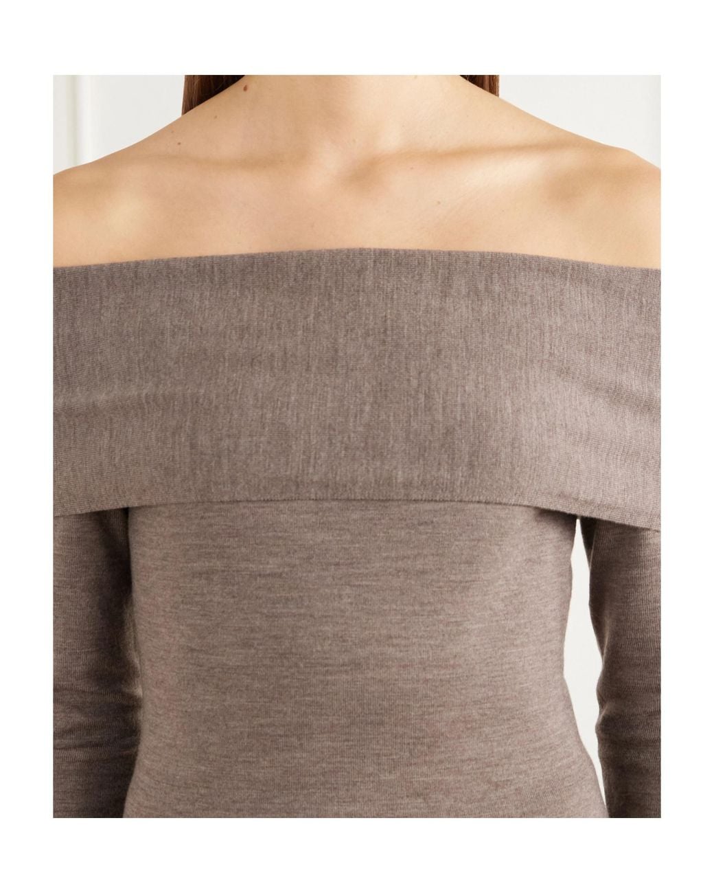 Jonathan Simkhai Brown Delphia Off-Shoulder Sweater