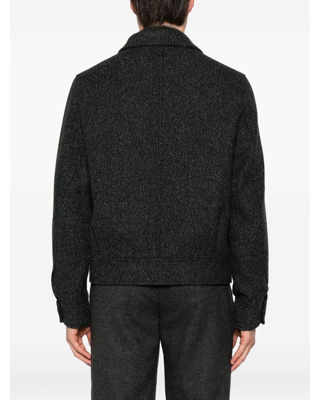 Paul Smith Blue Herringbone-Pattern Zip-Up Jacket for men