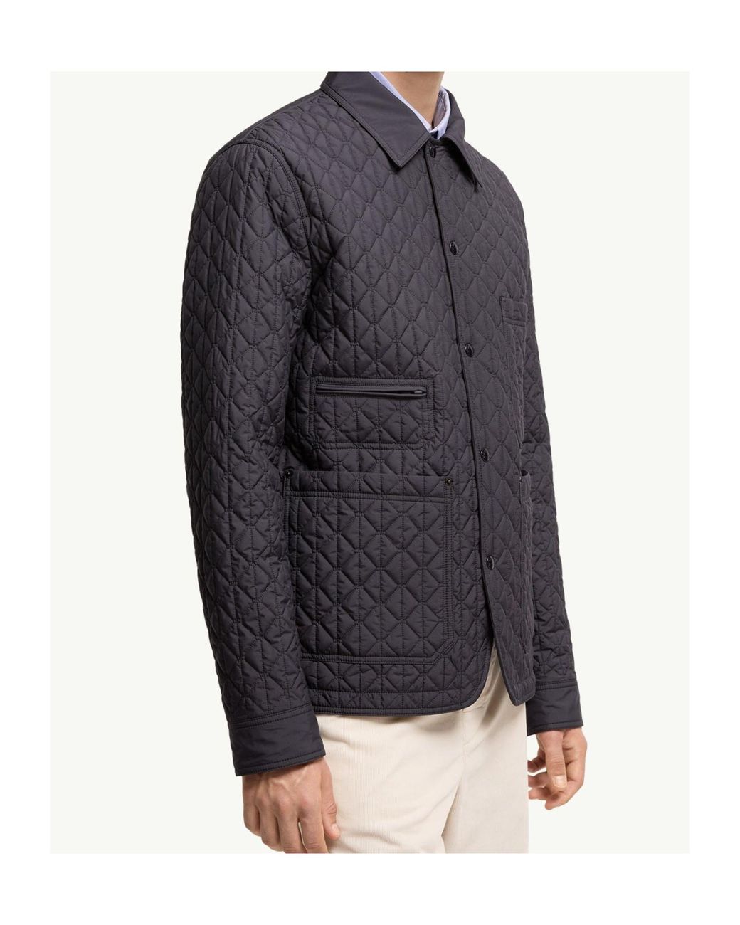 Moncler Gray Theoline Diamond-Quilted Padded Mid-Length Jacket for men