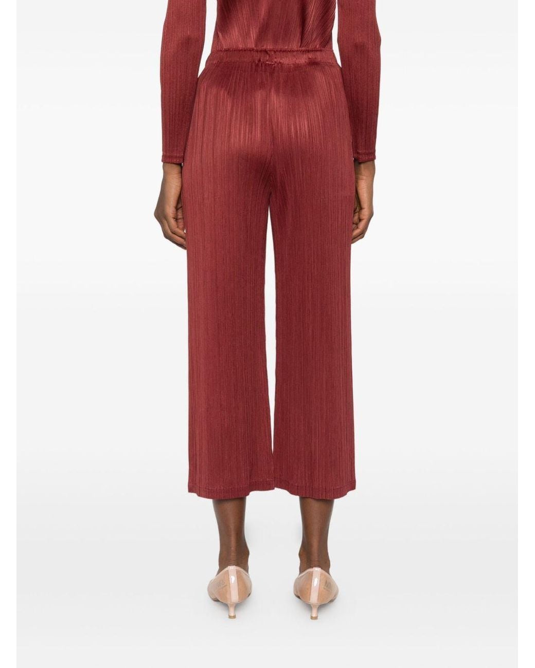 Pleats Please Issey Miyake Red Pleated Trousers