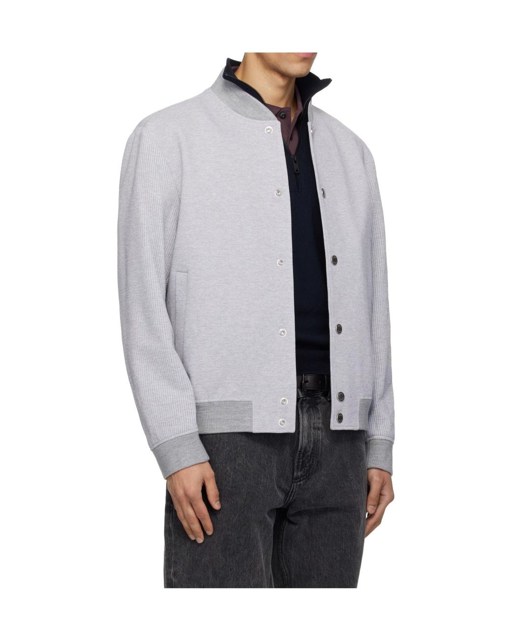 Boss Gray Long-Sleeved Aviator Casual Jacket for men