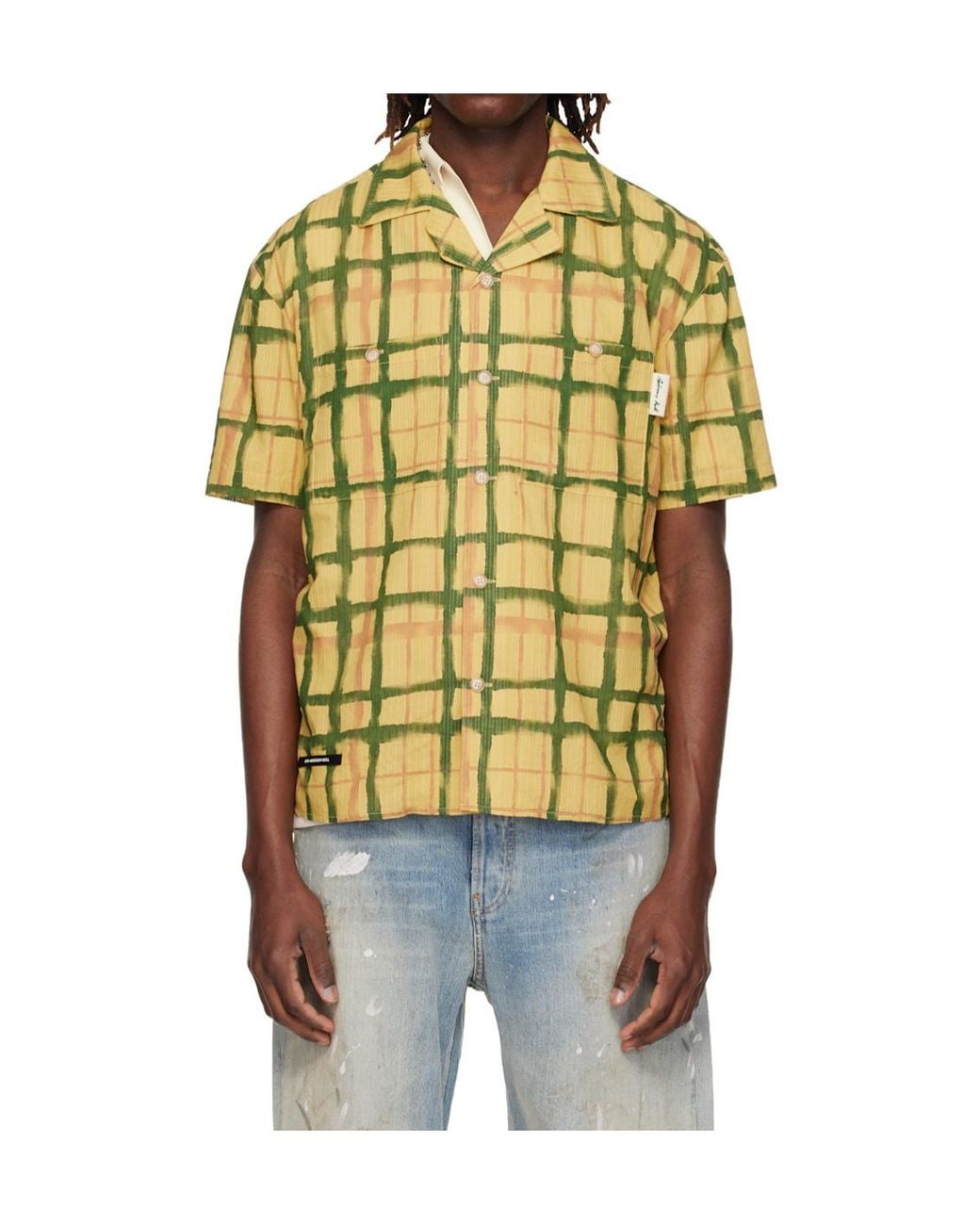 ANDERSSON BELL Metallic Plaid Short-Sleeved Shirt for men