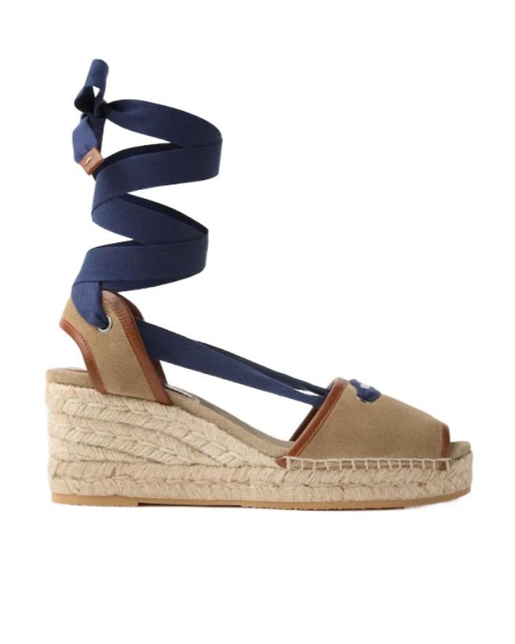 Versace Blue Lola Wedge Espadrille Sandals