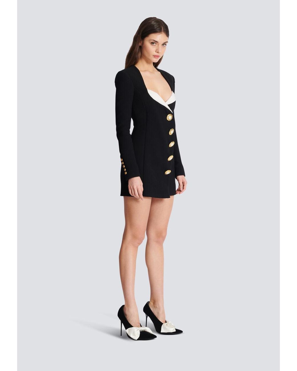 Balmain Black V-Neck Layered Dress