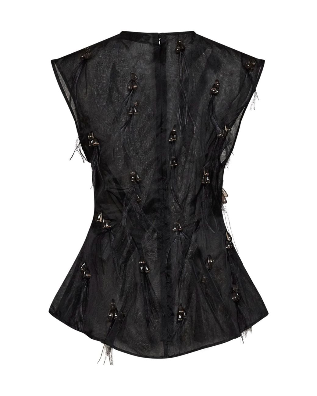 GIUSEPPE DI MORABITO Black Draped Embellished Top