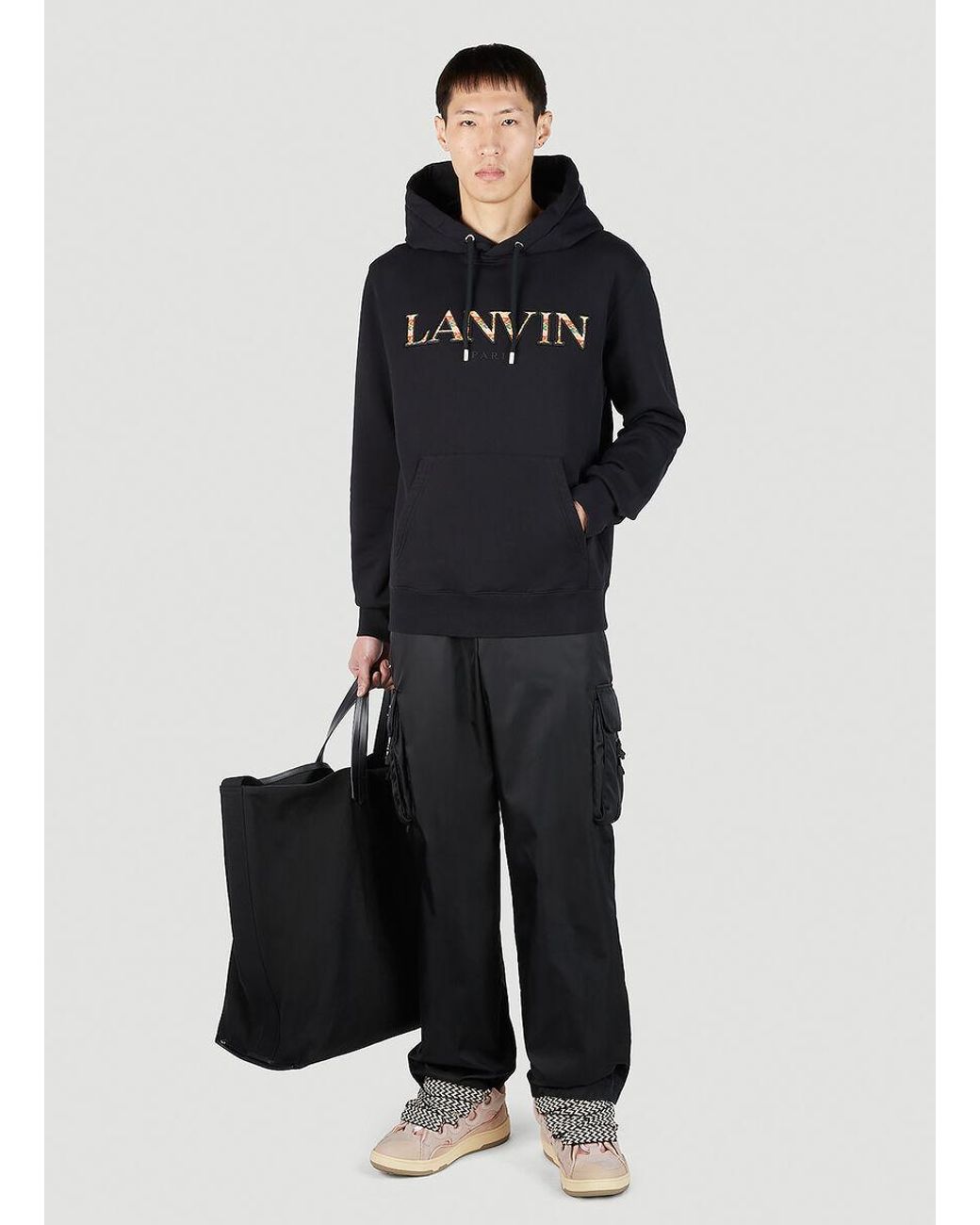 Lanvin Black Curb Lace Hoodie for men