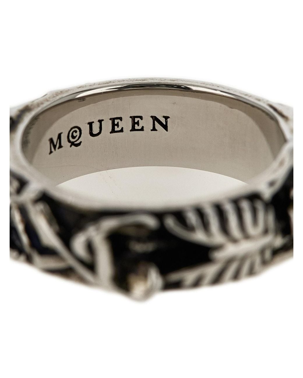 McQueen White Dancing Skeleton Ring for men