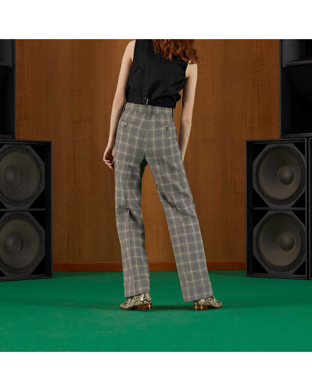 Gucci Gray Prince Of Wales Checked Tailored Trousers