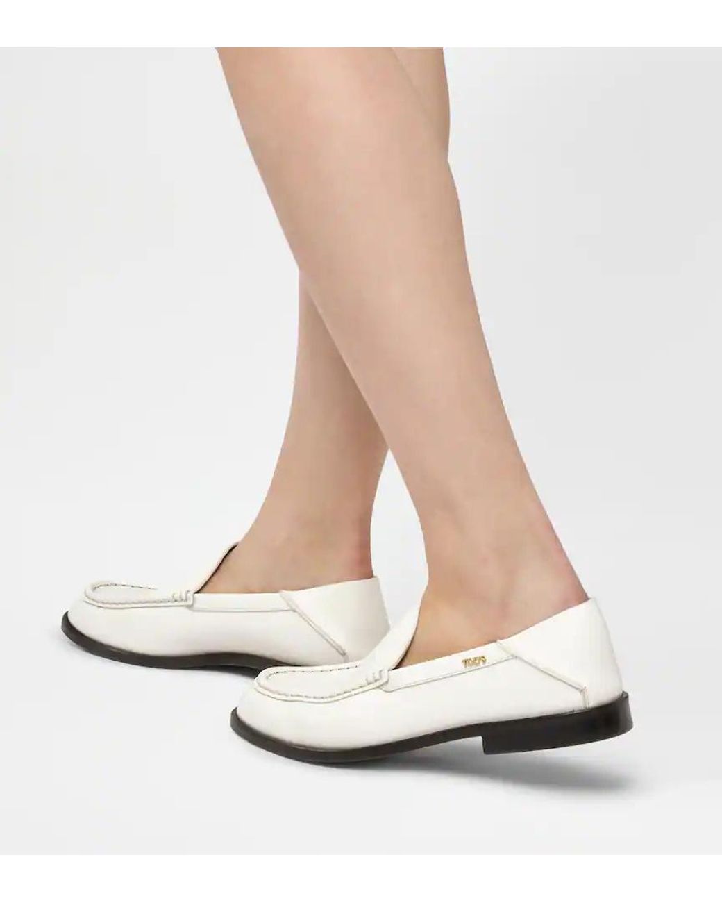 Tod's White Round-Toe Loafers
