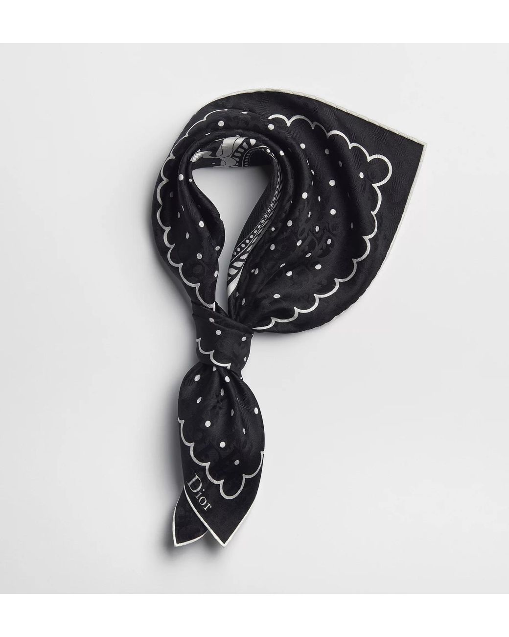 Dior Black Polka Oblique 70 Square Scarf