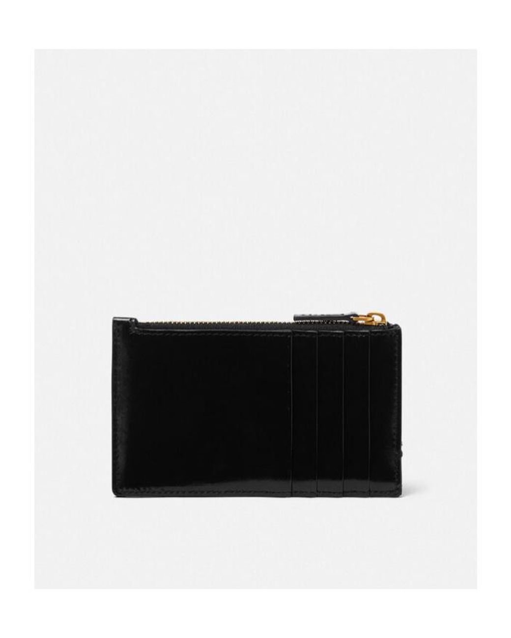 Versace Black Greca Goddess Quilted Zipped Card Holder