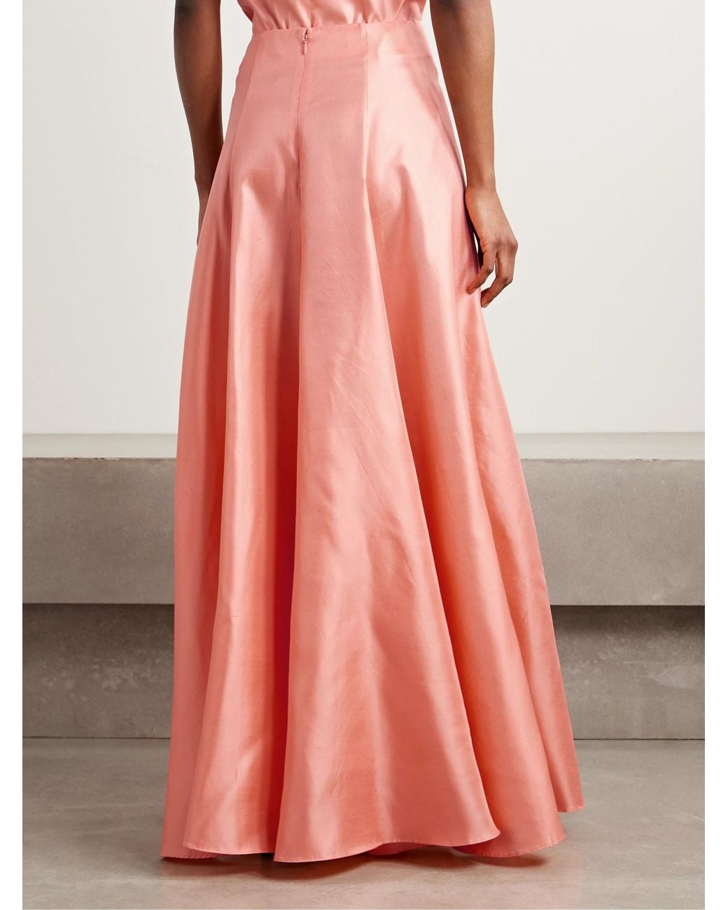 Staud Pink Silk-Dupioni Maxi Skirt