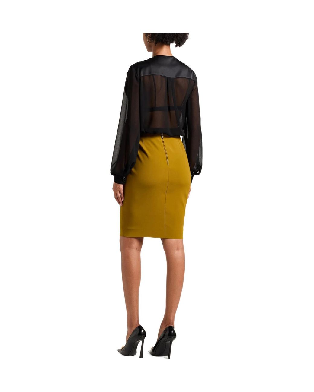 Saint Laurent Yellow Simple Pencil Skirt