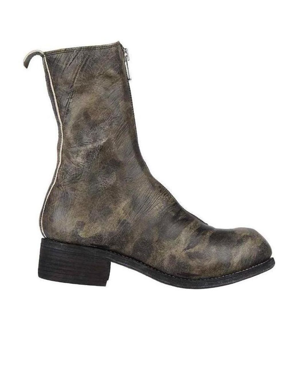Guidi Brown Pattern Front Zipper Boots for men