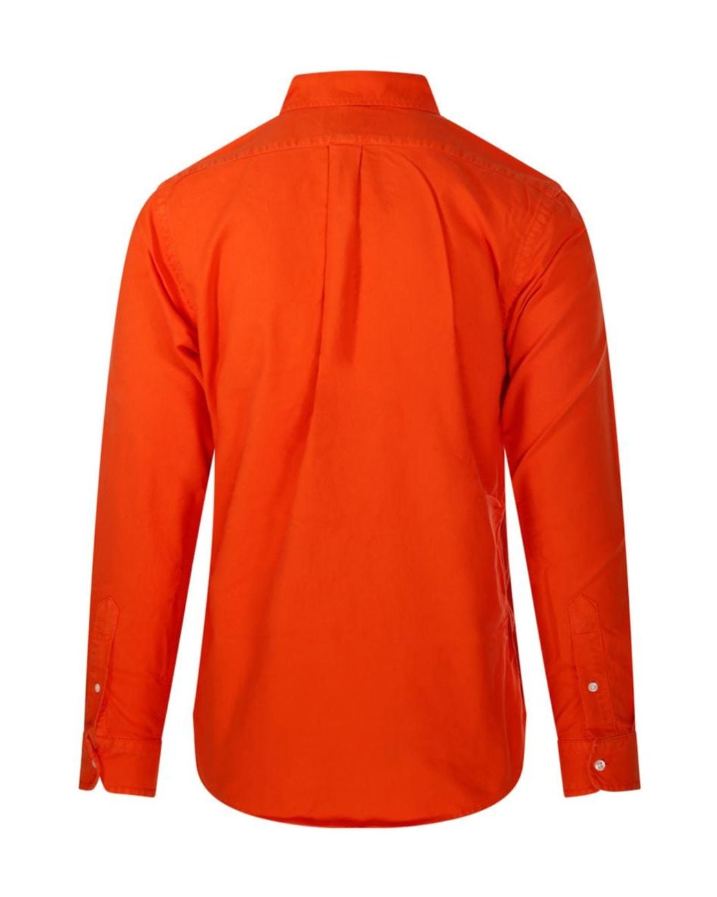 Ralph Lauren Orange Polo Logo Embroidered Buttoned Shirt for men