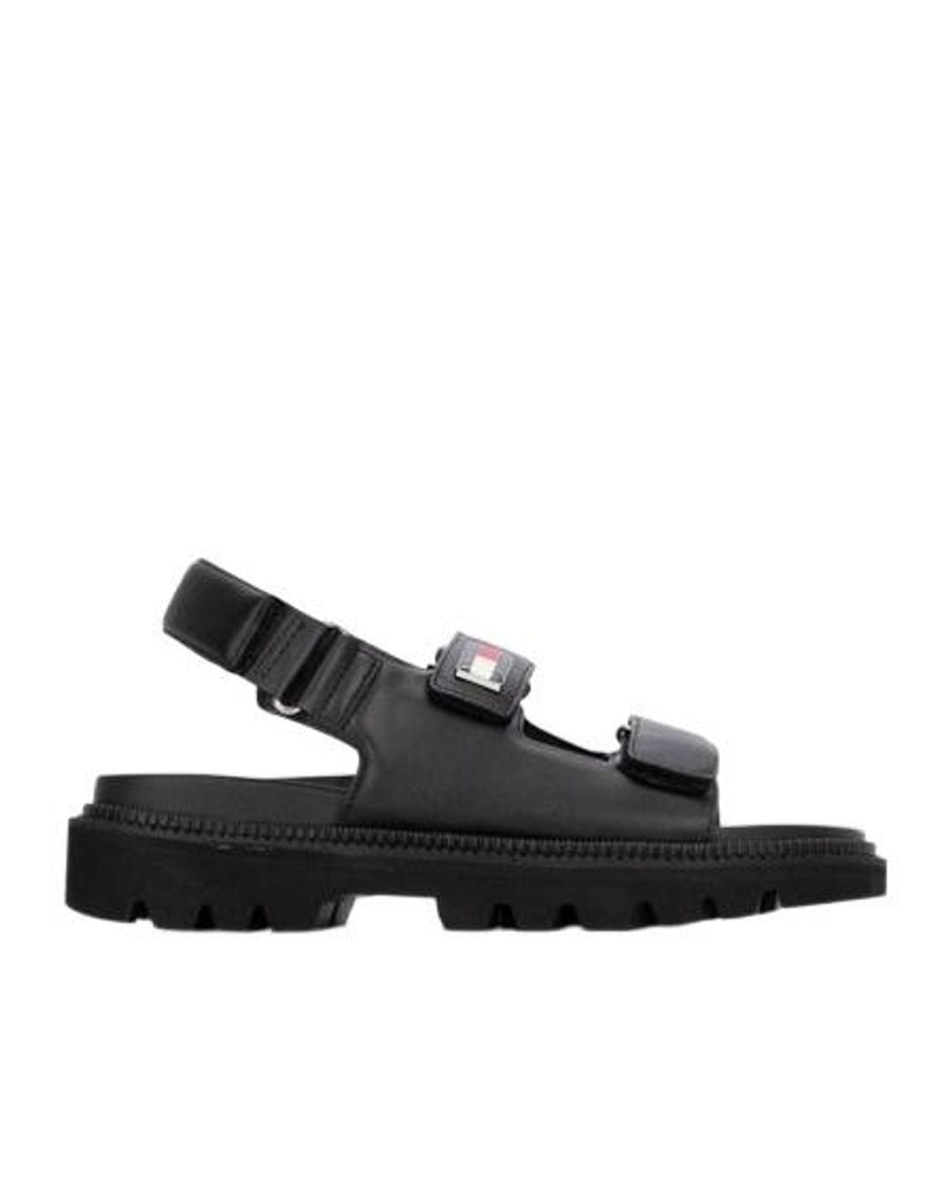Tommy Hilfiger Black Cleat Strap Flat Sandals