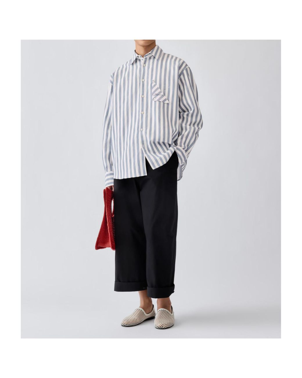 Jacquemus Blue Striped Long Sleeved Shirt for men