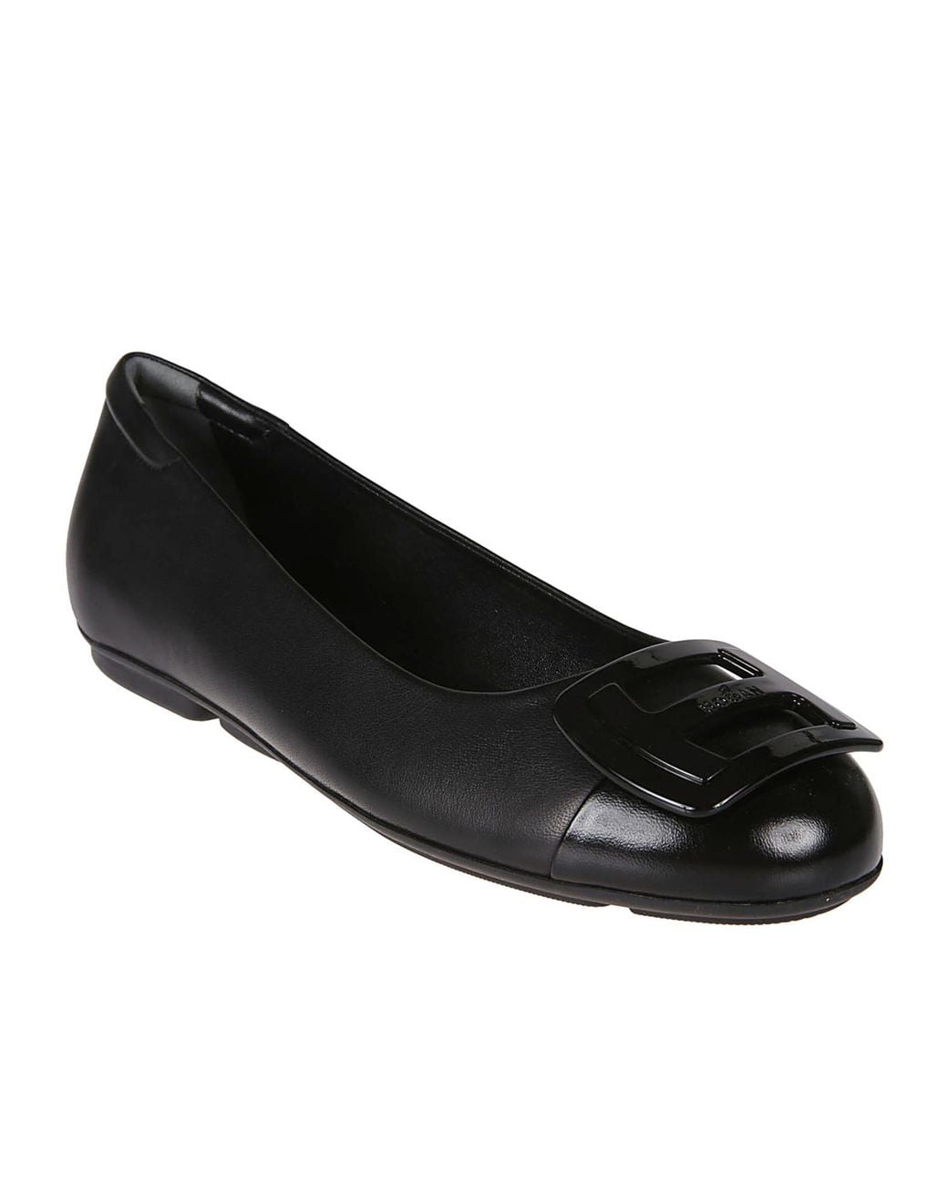 Hogan Black Round-Toe Slip-On Ballerinas