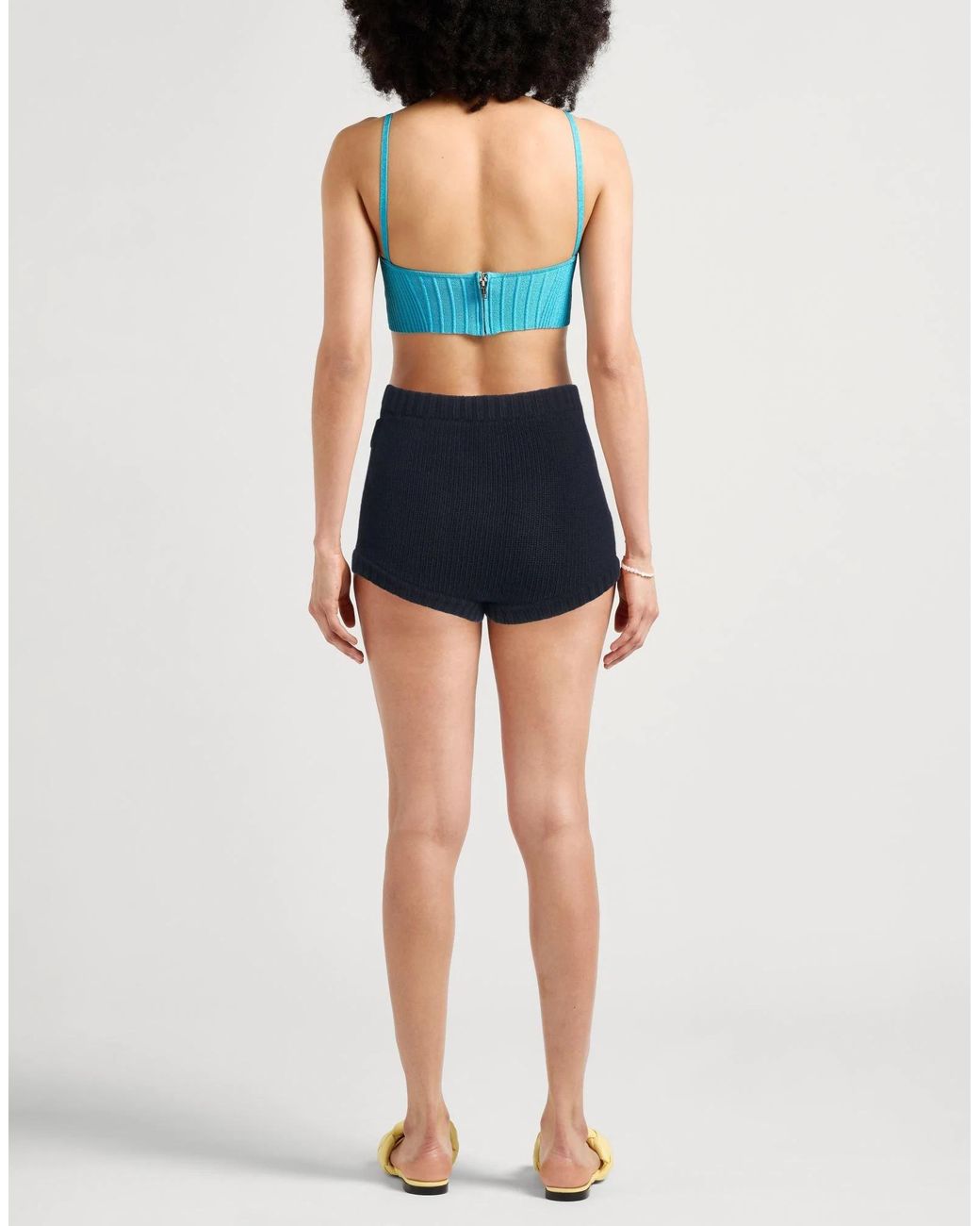 Chloé Blue Solid Color Knitted Hot Pants