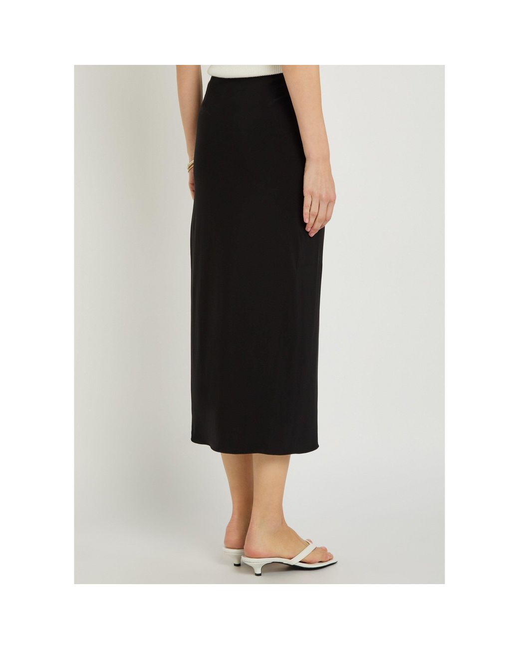 Max Mara Black Viscose Ruched Midi Wrap Skirt
