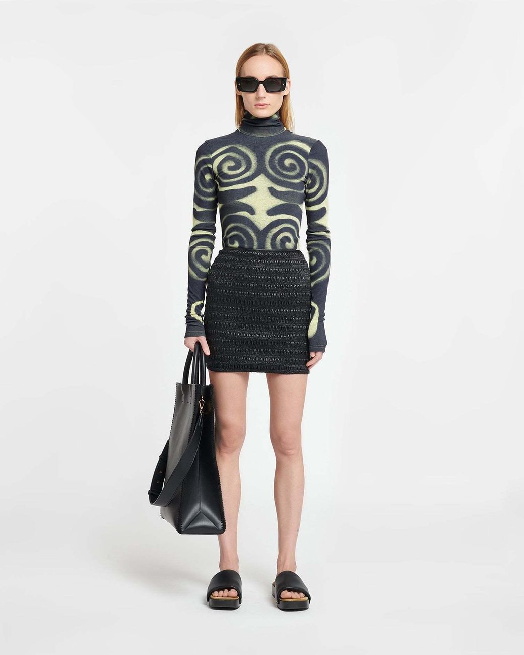 Nanushka Black Ceara Smocked Mini Skirt