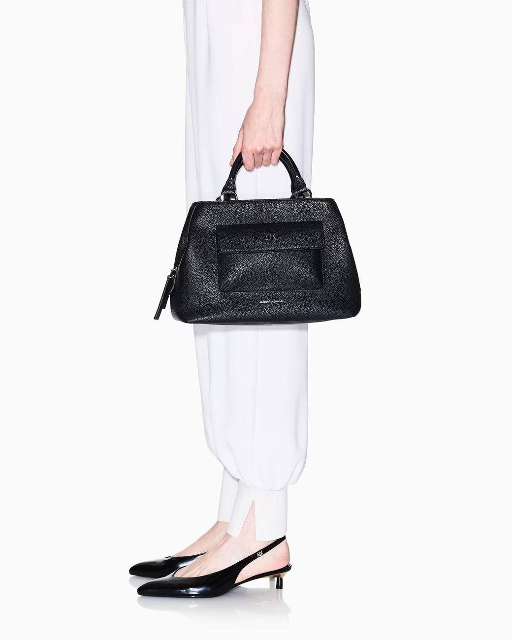 ARMANI EXCHANGE Black Pocket-Detail Tote Bag