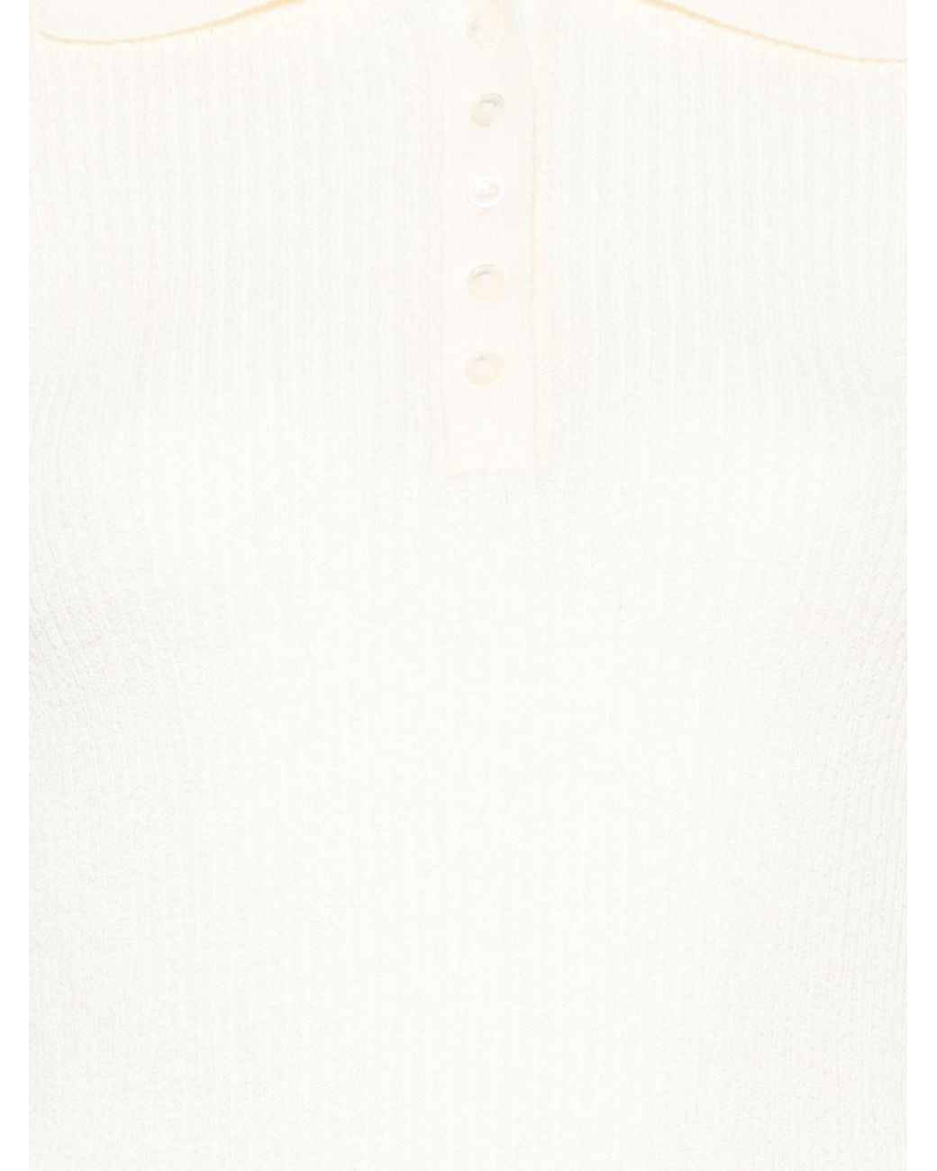 DUNST White Ribbed-Knit Polo Top