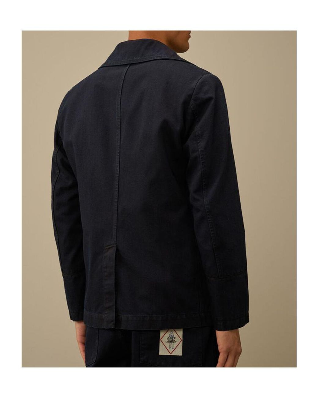 CP COMPANY ブラック Pコート C.P. Company 3/4 Plated Denim Pea Coat in Black for Men | Lyst
